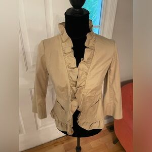 Talbots Khaki Ruffle Blazer Size 2 Petite